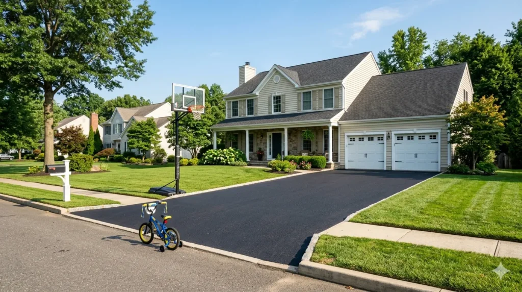 driveway materials ranked: concrete, asphalt, gravel, pavers