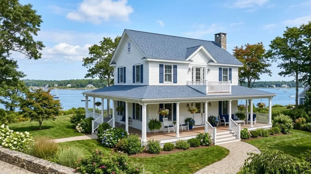 oof colour ideas that complement exterior paint– contemporary home with gray roof and light gray siding.