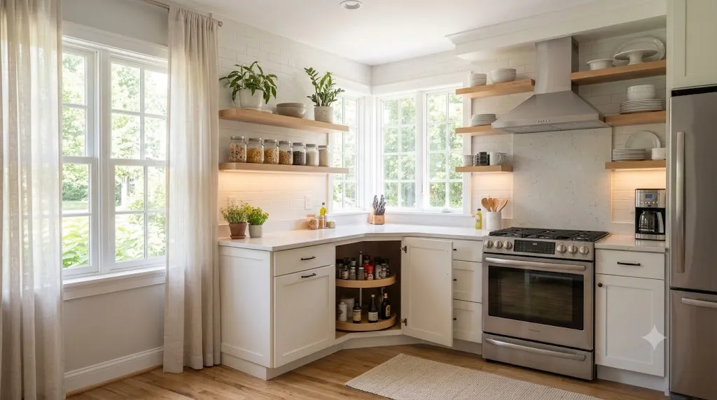 Small kitchen layout ideas that maximize every inch – design tricks: light colors, open shelving, natural light, and under-cabinet lighting.