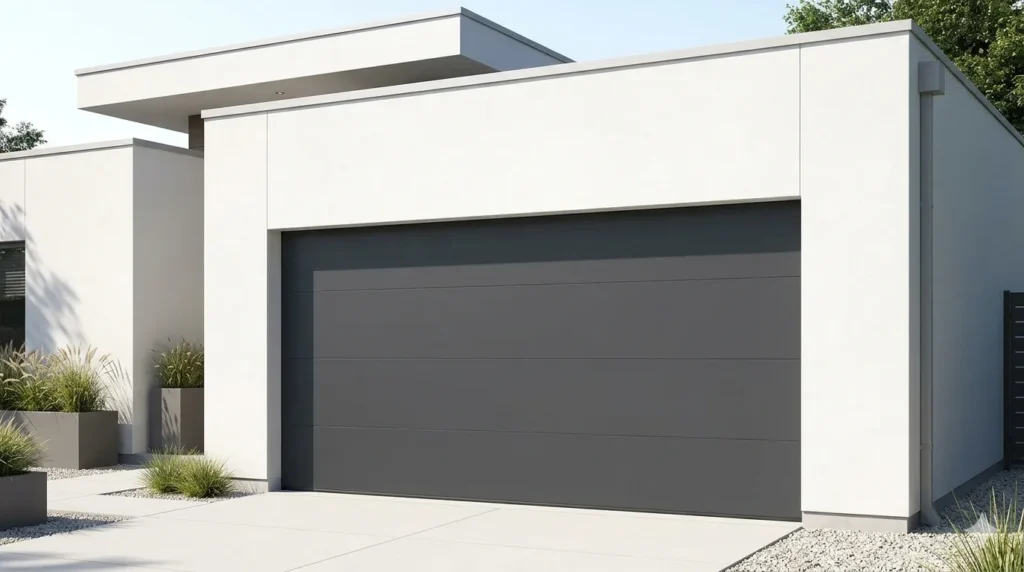 Garage door styles that transform your home's facade – full‑view glass garage door with black aluminum frame.