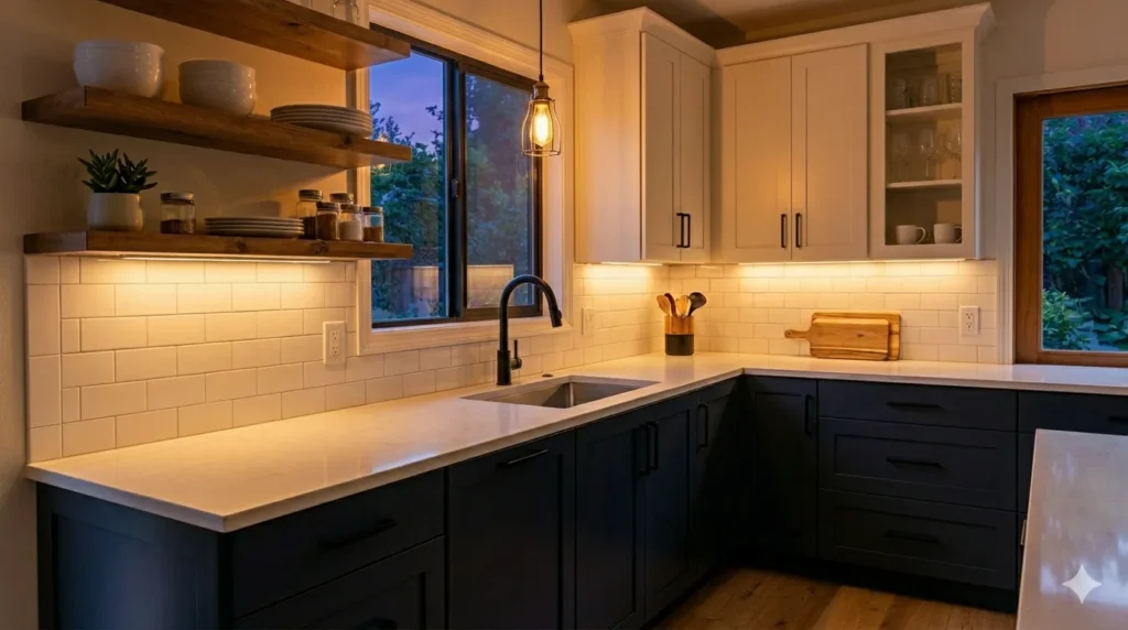 10 kitchen makeover ideas under $1,000 – step 4: upgrading to a matte black pull-down faucet.