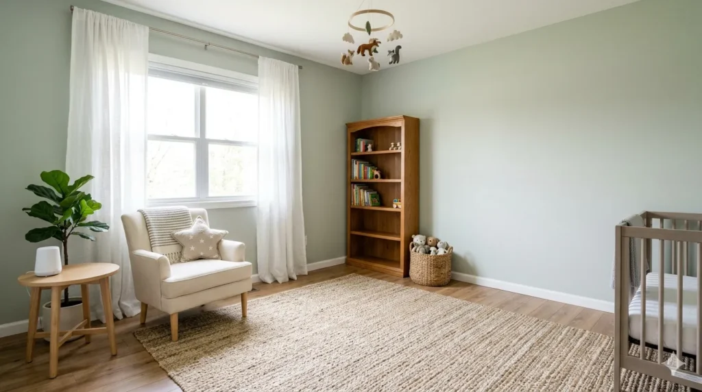 How to design a nursery that grows with your child – step 5: leaving empty floor space and a blank wall for future needs.