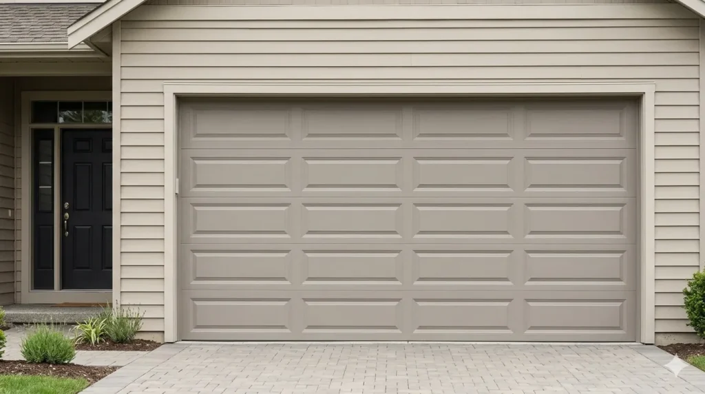 Garage door styles that transform your home's facade – wood garage door with natural cedar grain on a craftsman home.