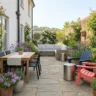 Best outdoor furniture materials for all weather – featured image of teak, aluminum, resin wicker, stainless steel, and recycled plastic on a patio.