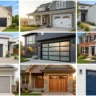 Garage door styles that transform your home's facade – featured image of a charcoal black carriage house garage door on a white home.